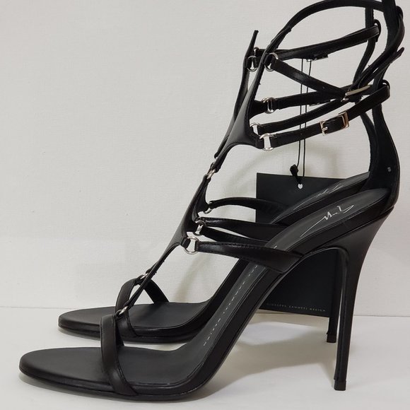 Brand New Giuseppe Zanotti Black Mistico Strappy Heels SZ 39 1/2 - Picture 3 of 6